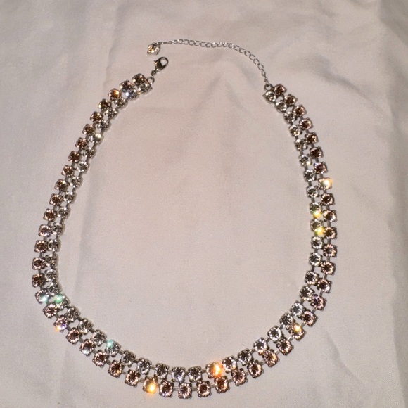 Swarovski Crystal Hot Collar Necklace Double Collar PINK Authentic USED